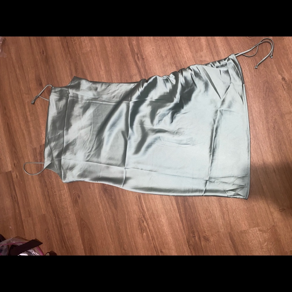 Green Forever21  drawstring satin dress